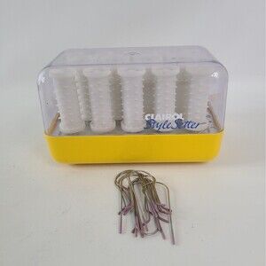 Clairol Style Setter C-14 Hairsetter Hot Rollers Tight Curlers Yellow w/ Clips